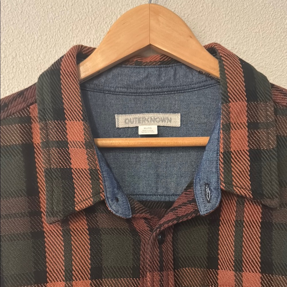 Outerknown Men's Plaid Blanket Shirt - Black and Brown - Picture 3 of 10